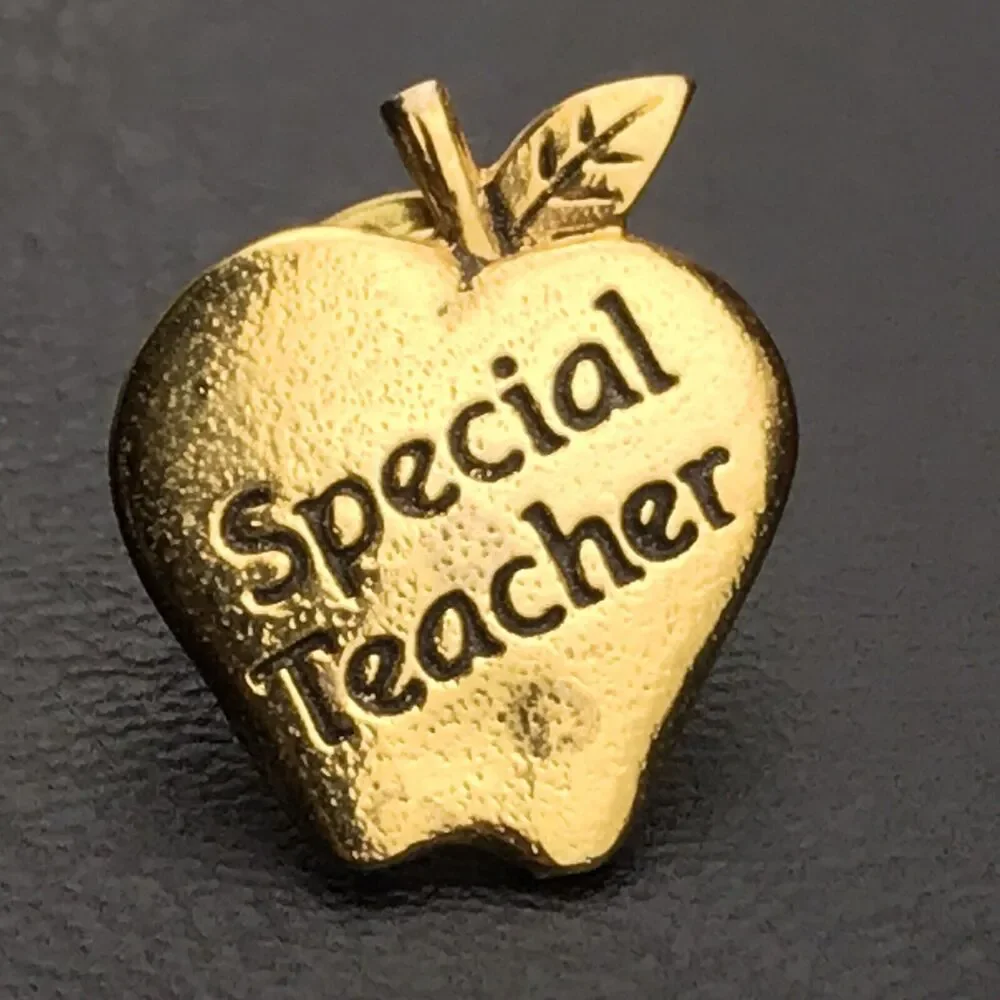 Special Teacher Apple Brooch Vintage Pin Gold Tone